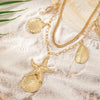Vacation Romantic Beach Starfish Hippocampus Shell Alloy Metal Button Women'S Layered Necklaces