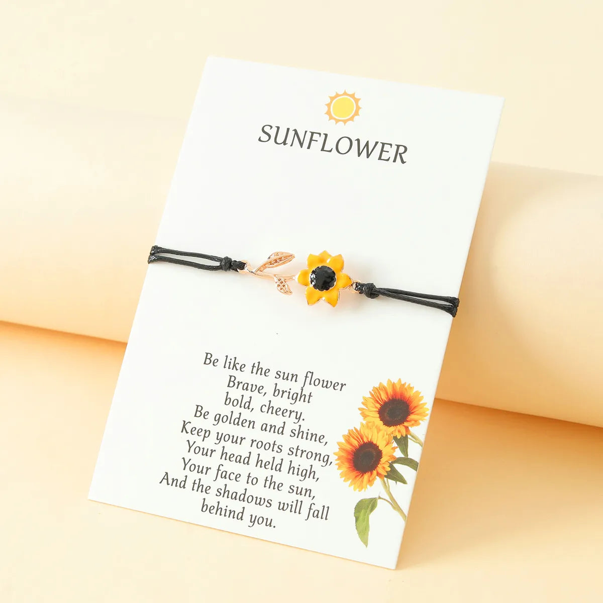 Vacation Romantic Pastoral Sunflower Plant Alloy Polyester Rope Polishing Plating Braid Gold Plated Rhodium Plated Couple Bracelets