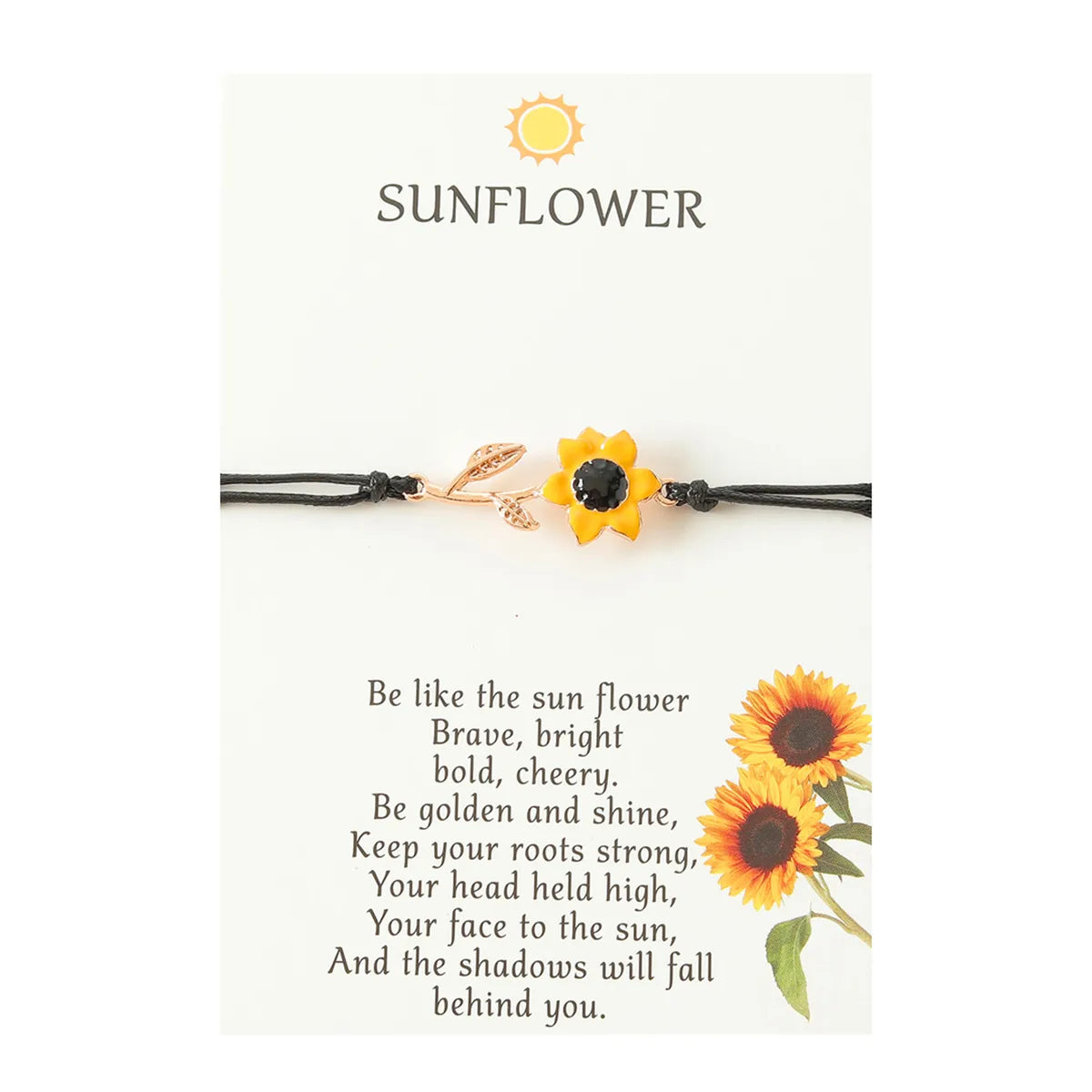 Vacation Romantic Pastoral Sunflower Plant Alloy Polyester Rope Polishing Plating Braid Gold Plated Rhodium Plated Couple Bracelets