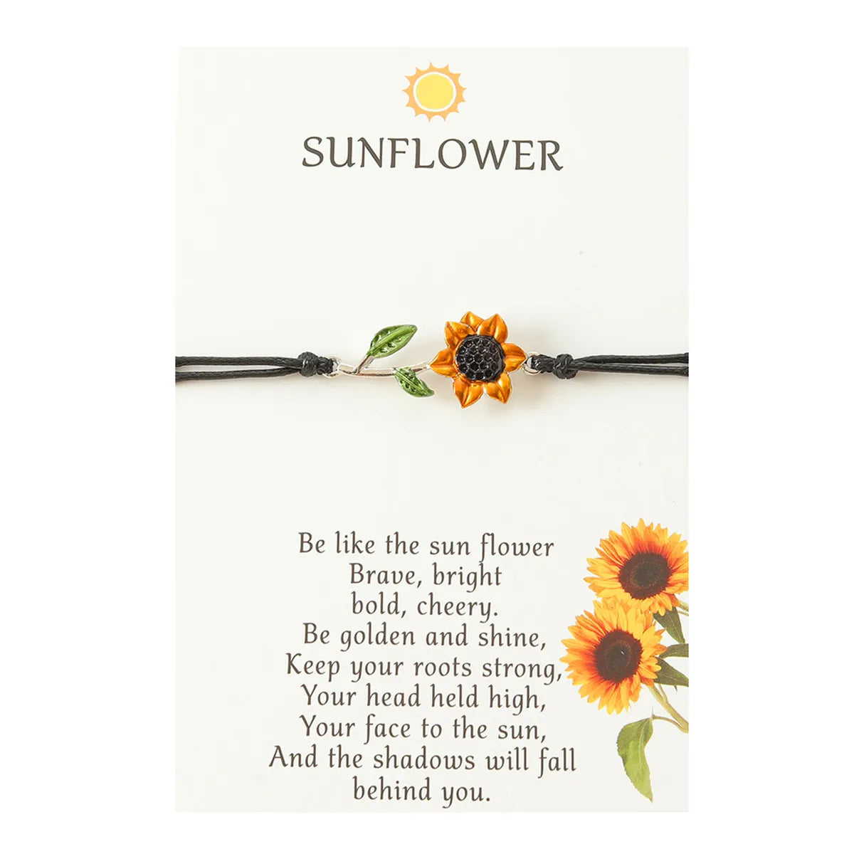 Vacation Romantic Pastoral Sunflower Plant Alloy Polyester Rope Polishing Plating Braid Gold Plated Rhodium Plated Couple Bracelets