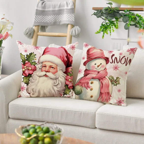Vacation Santa Claus Linen Pillow Cases