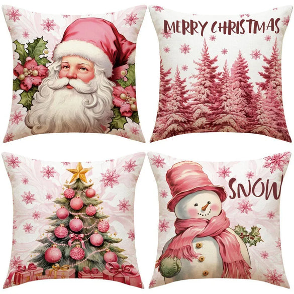 Vacation Santa Claus Linen Pillow Cases