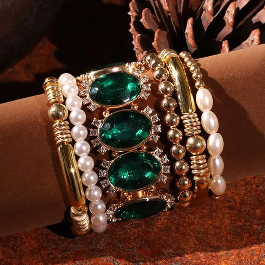 Vacation Simple Style Classic Style Oval ABS Imitation Pearl Alloy Wholesale Bracelets