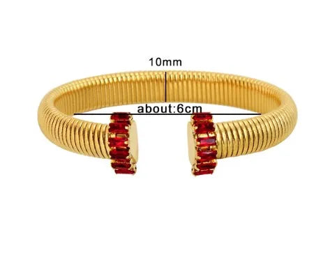 Vacation Simple Style Color Block 304 Stainless Steel 18K Gold Plated Zircon Bangle In Bulk