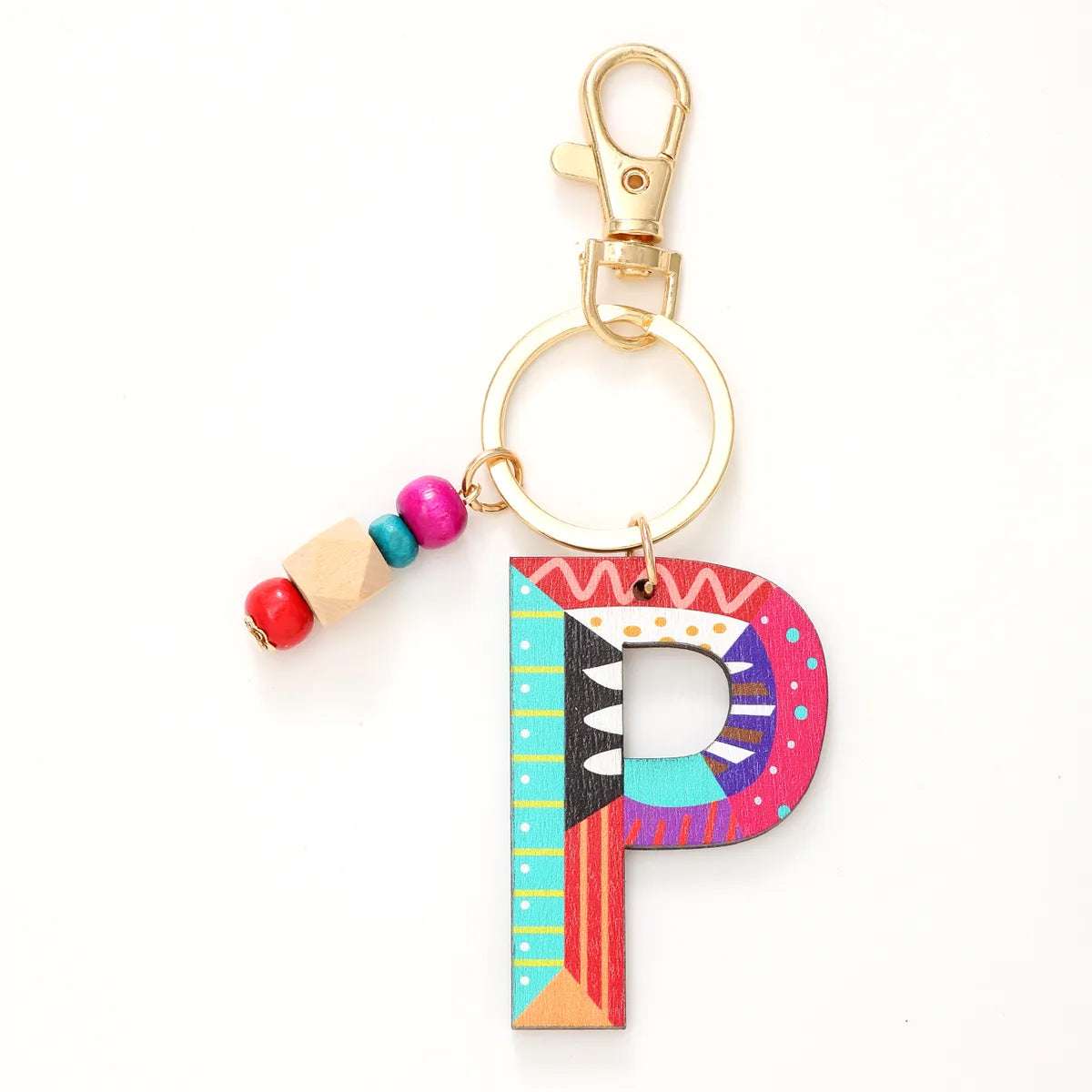 Vacation Simple Style Commute Letter Wood Beaded Bag Pendant Keychain