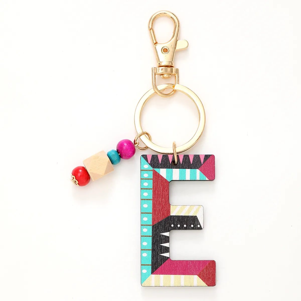 Vacation Simple Style Commute Letter Wood Beaded Bag Pendant Keychain