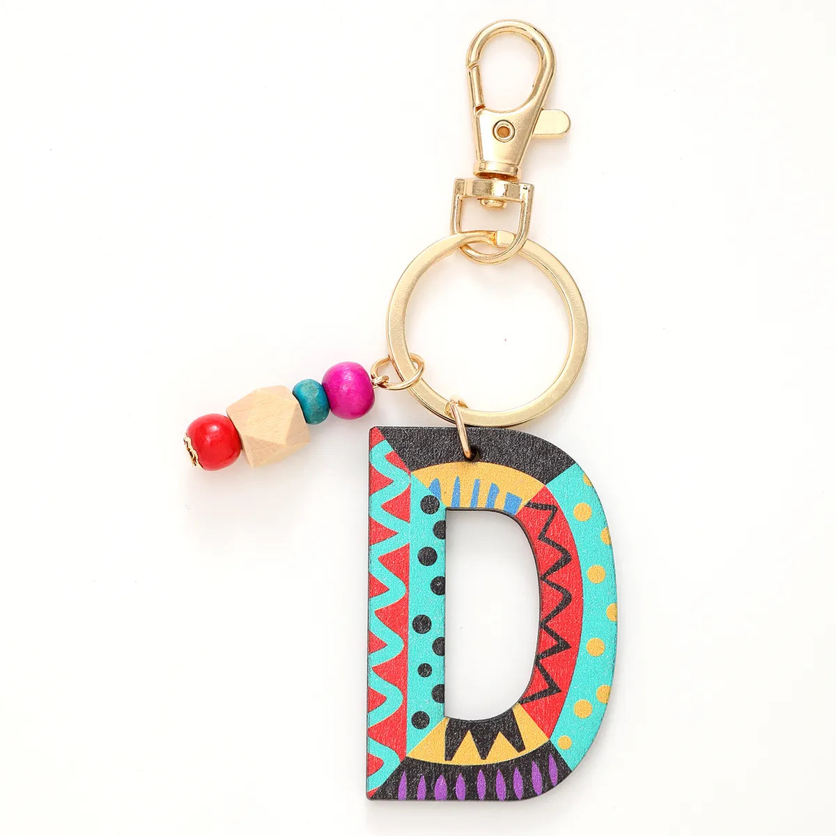 Vacation Simple Style Commute Letter Wood Beaded Bag Pendant Keychain