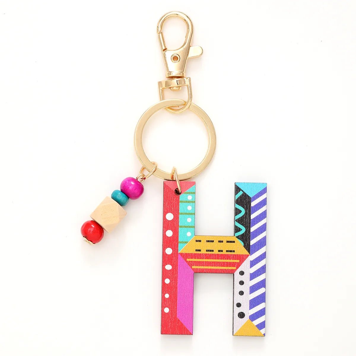 Vacation Simple Style Commute Letter Wood Beaded Bag Pendant Keychain