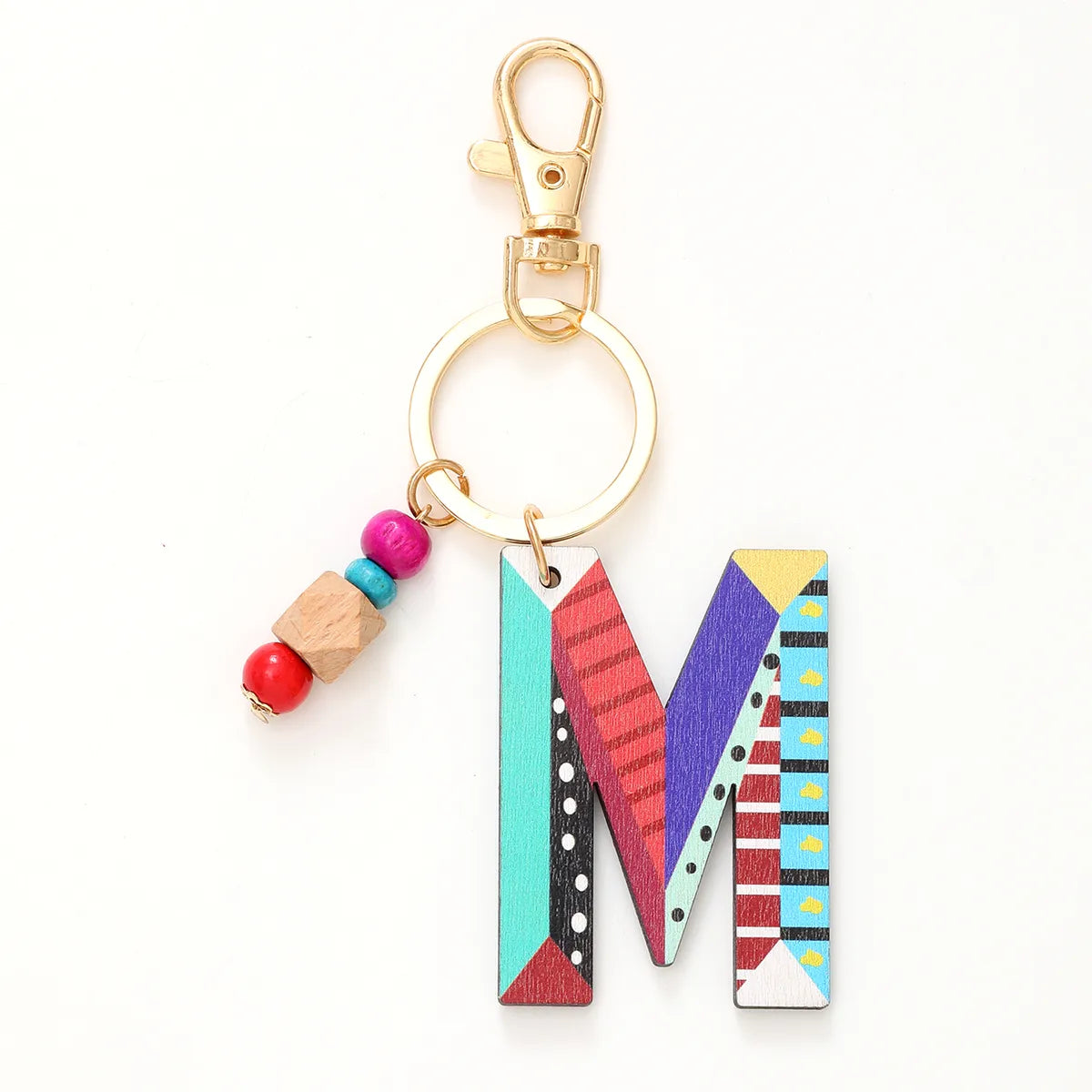 Vacation Simple Style Commute Letter Wood Beaded Bag Pendant Keychain