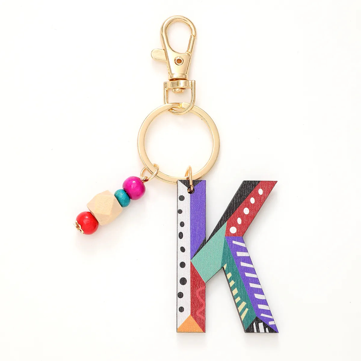 Vacation Simple Style Commute Letter Wood Beaded Bag Pendant Keychain