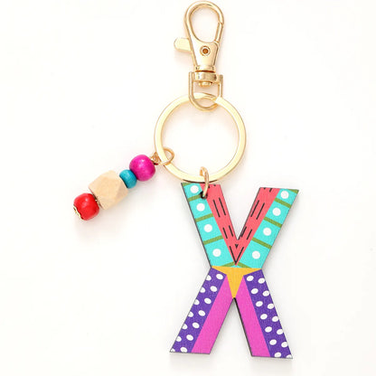 Vacation Simple Style Commute Letter Wood Beaded Bag Pendant Keychain