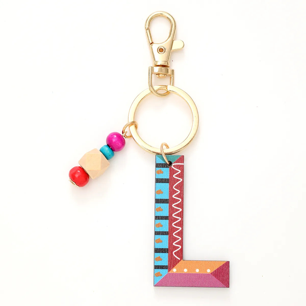 Vacation Simple Style Commute Letter Wood Beaded Bag Pendant Keychain