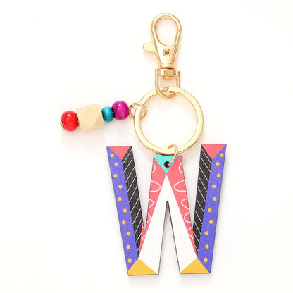 Vacation Simple Style Commute Letter Wood Beaded Bag Pendant Keychain