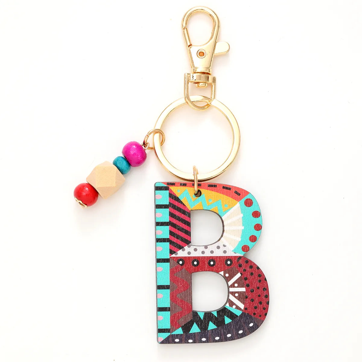 Vacation Simple Style Commute Letter Wood Beaded Bag Pendant Keychain