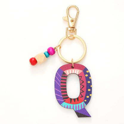 Vacation Simple Style Commute Letter Wood Beaded Bag Pendant Keychain