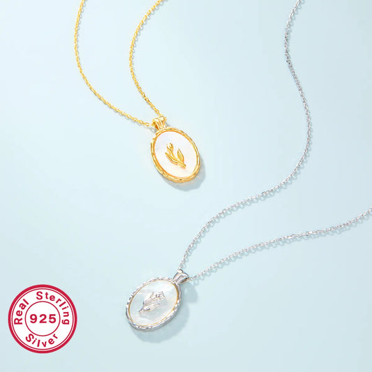 Vacation Simple Style Commute Rose Sterling Silver Plating Inlay Shell 18k Gold Plated White Gold Plated Pendant Necklace