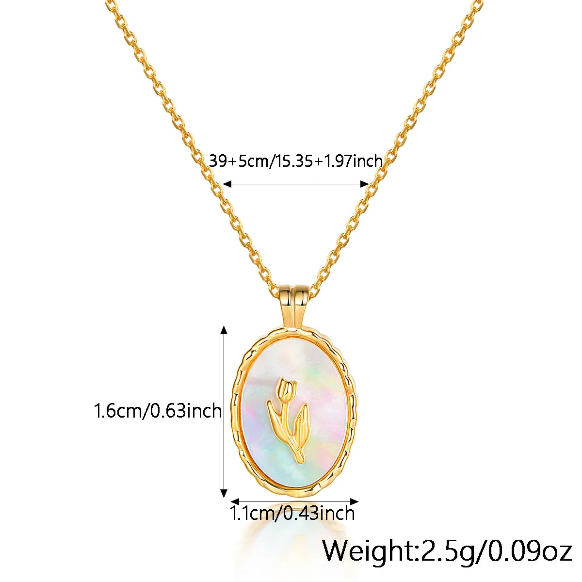 Vacation Simple Style Commute Rose Sterling Silver Plating Inlay Shell 18k Gold Plated White Gold Plated Pendant Necklace