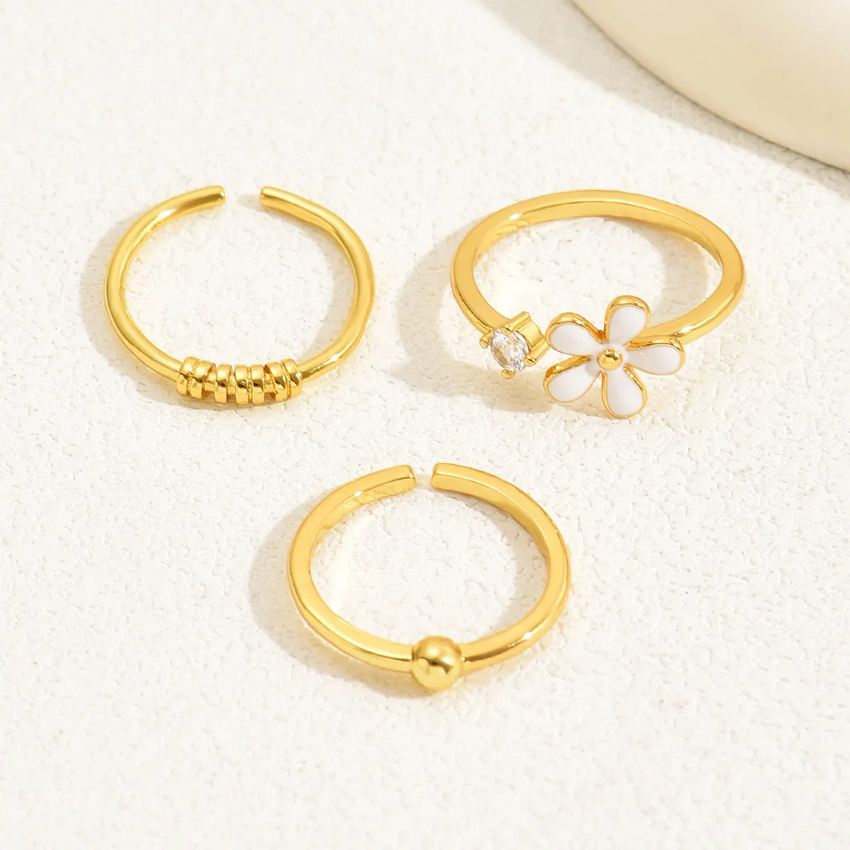 Vacation Simple Style Flower Bow Knot Copper Enamel Plating Inlay Zircon 18k Gold Plated Women'S Toe Rings