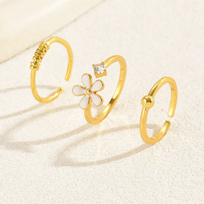 Vacation Simple Style Flower Bow Knot Copper Enamel Plating Inlay Zircon 18k Gold Plated Women'S Toe Rings