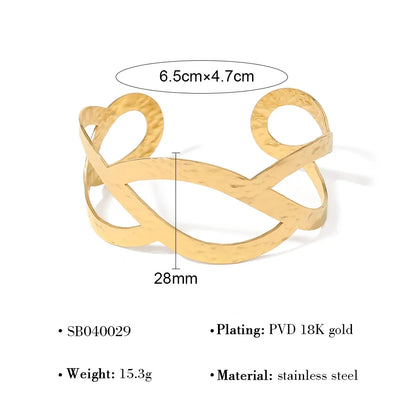 Vacation Simple Style Geometric 18K Gold Plated 304 Stainless Steel Wholesale Bangle