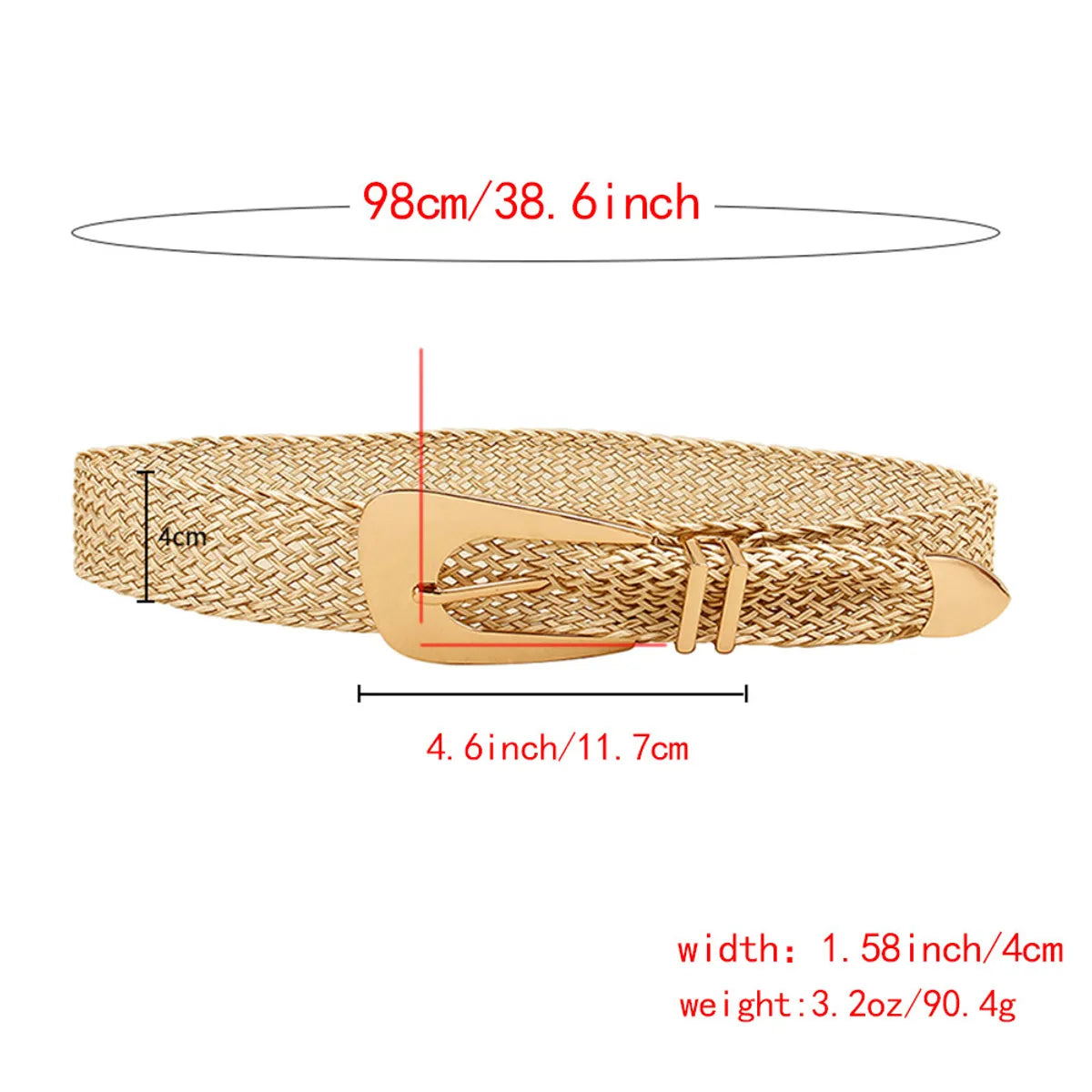 Vacation Simple Style Geometric Straw Buckle Women'S Woven Belts