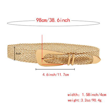 Vacation Simple Style Geometric Straw Buckle Women'S Woven Belts