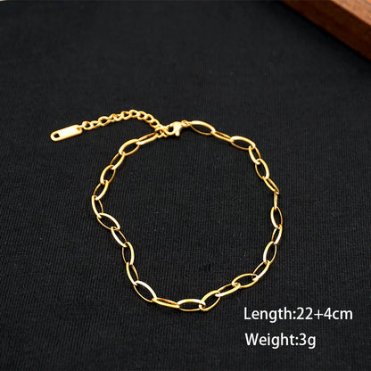 Vacation Simple Style Geometric 304 Stainless Steel Titanium Steel Plating Gold Plated Women's Anklet