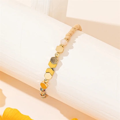 Vacation Simple Style Hexagon Fish Tail Artificial Crystal Beaded Women's Bracelets