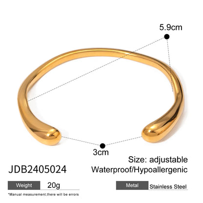 Vacation Simple Style IG Style Solid Color 304 Stainless Steel 18K Gold Plated Cuff Bracelets Wide Bracelet Bangle In Bulk