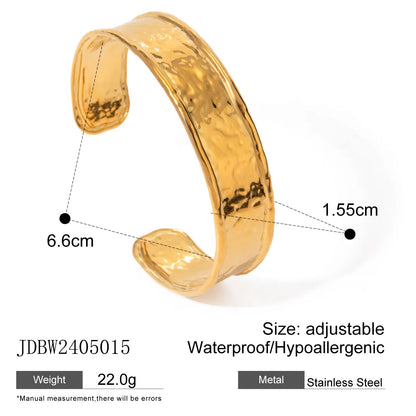 Vacation Simple Style IG Style Solid Color 304 Stainless Steel 18K Gold Plated Cuff Bracelets Wide Bracelet Bangle In Bulk