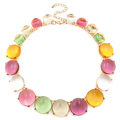 Vacation Simple Style Round Alloy Beaded Inlay Resin Women'S Necklace