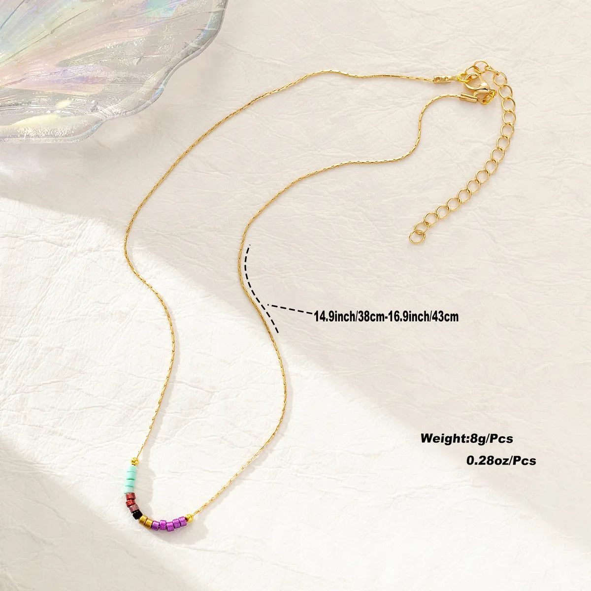 Vacation Simple Style Round Artificial Crystal Stone Copper Beaded Handmade Plating 14k Gold Plated Necklace