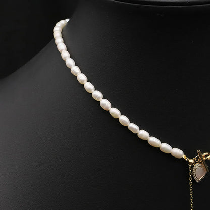 Vacation Simple Style Round Freshwater Pearl Copper Plating 18k Gold Plated Necklace