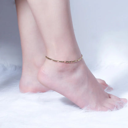 Vacation Simple Style Solid Color Sterling Silver Plating 14k Gold Plated White Gold Plated Rhodium Plated Women'S Anklet