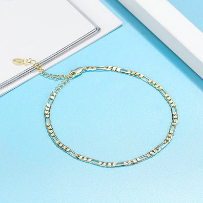 Vacation Simple Style Solid Color Sterling Silver Plating 14k Gold Plated White Gold Plated Rhodium Plated Women'S Anklet