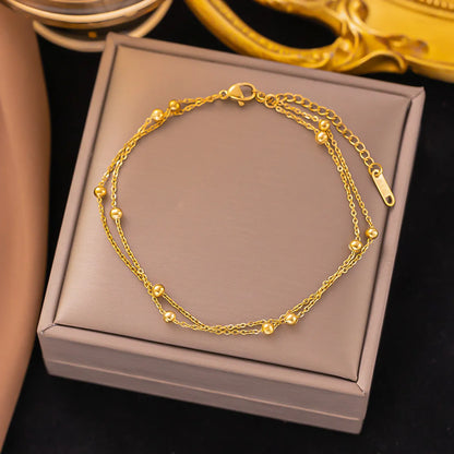 304 Stainless Steel 18K Gold Plated Vacation Simple Style Solid Color Bracelets Anklet