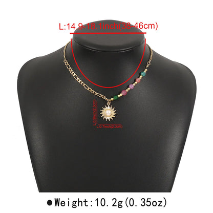 Vacation Simple Style Sun Alloy Glass Bead Wholesale Pendant Necklace