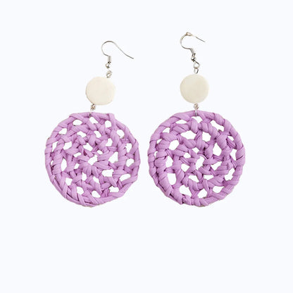 Vacation Solid Color Rattan Drop Earrings