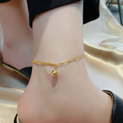 Vacation Solid Color 304 Stainless Steel 18K Gold Plated Women'S Anklet