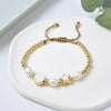 Vacation Star Smiley Face Pearl Metal Beaded Knitting Bracelets 1 Piece