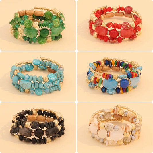 Vacation Stone 18K Gold Plated 304 Stainless Steel Stone Wholesale Bracelets