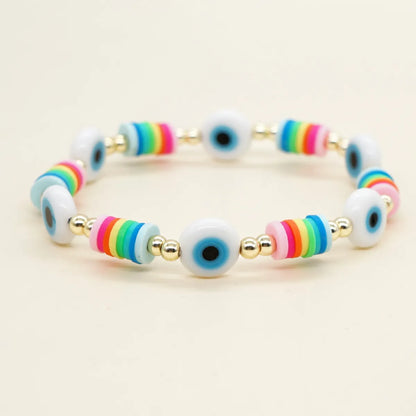 Vacation Streetwear Geometric Devil's Eye Heart Shape Mixed Materials Soft Clay Women's Bracelets