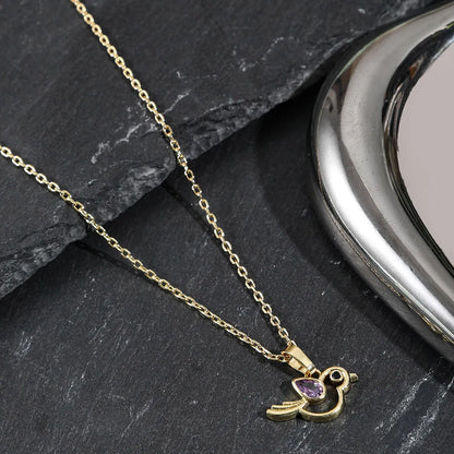 Vacation Sweet Bird Copper Zircon Pendant Necklace