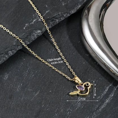 Vacation Sweet Bird Copper Zircon Pendant Necklace