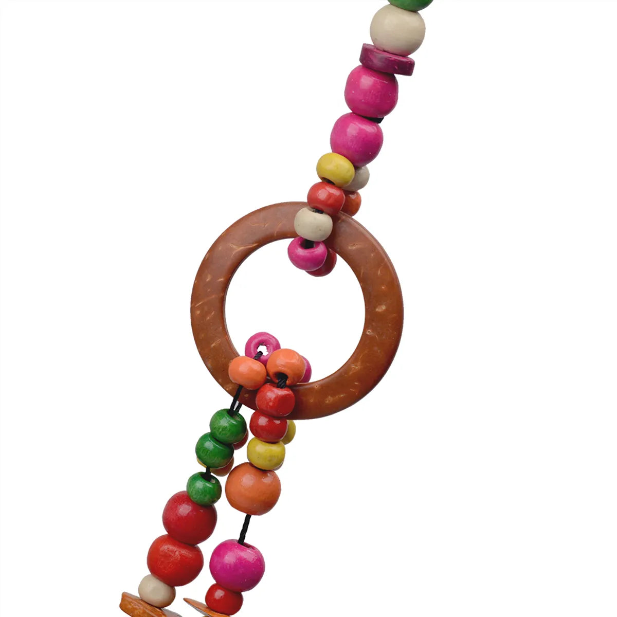 Vacation Sweet Color Block Wooden Beads Coconut Shell Charcoal Beaded Women'S Layered Necklaces