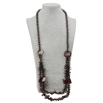 Vacation Sweet Color Block Wooden Beads Coconut Shell Charcoal Beaded Women'S Layered Necklaces