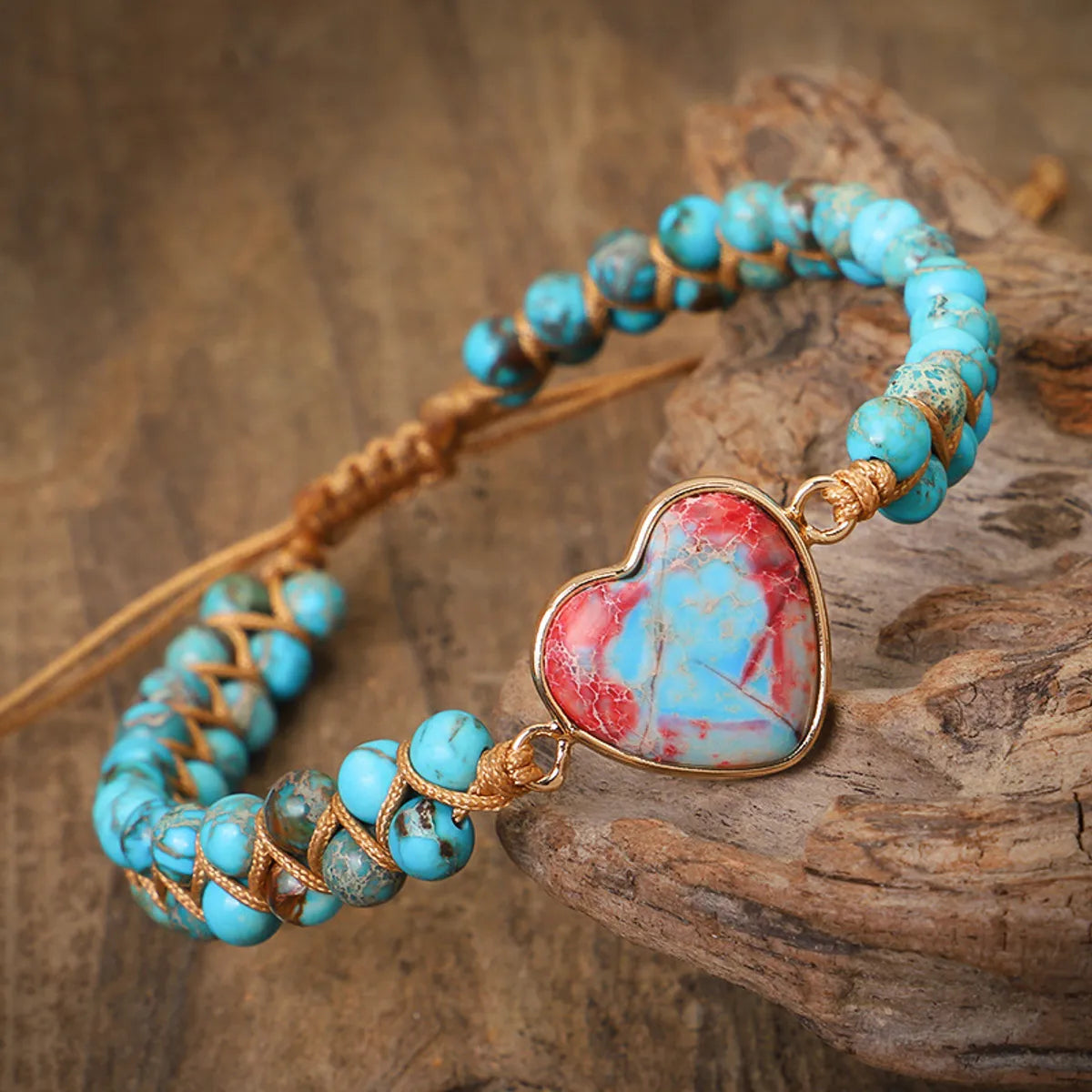 Vacation Sweet Heart Shape Natural Stone Bracelets In Bulk