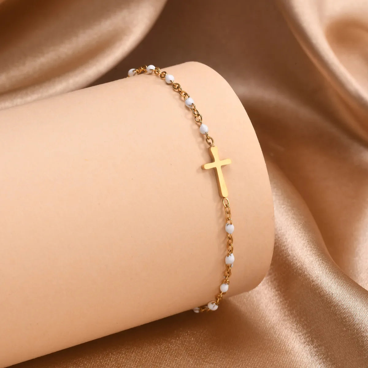 Vacation Sweet Simple Style Cross 201 Stainless Steel 18K Gold Plated Bracelets In Bulk