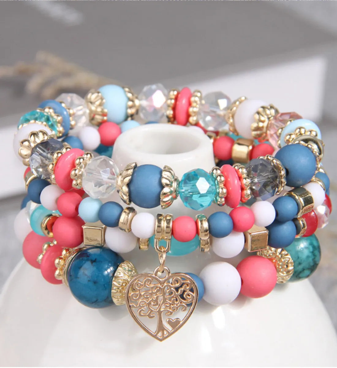 Vacation Tree Heart Shape Alloy Dull Polish Bead Beaded Women's Bracelets