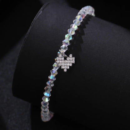 Vacation Tropical Simple Style Heart Shape Plastic Copper Beaded Inlay Zircon Women'S Anklet